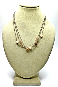NK90. Sterling Silber, Perlen und Rauchkristalle Multi Strang Kette Halskette - Bild 1 von 10