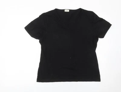 Viyella Womens Black Wrap Jersey T-Shirt Size L Short Sleeve - Image 1 of 4
