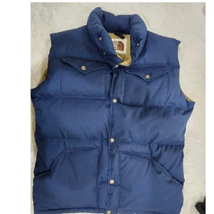 The North Face Vintage Brown Label Goose Down Nuptse Style Blue Puffer Vest 70's - Picture 1 of 18