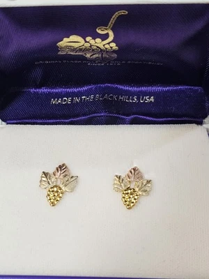 Black Hills Gold Earrings 10k With 14k Posts Authentic  Landstroms In Box - Image 1 of 4