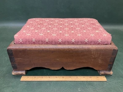 Старинный американский ампир грецкий орех с мягкой обивкой ласточкин хвост оттоманка табуретка для ног - Изображение 1 из 4