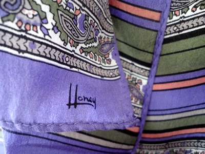Vintage silk scarf by Honey  ~ long 51 x 9  super Nice Color Combo EUC EXC+ - Imagem 1 de 4
