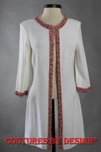 Topper Santana St John Knits blanco con ribete en contraste talla 6 nuevo con etiquetas precio de venta sugerido por el fabricante $1495 - Imagen 1 de 2