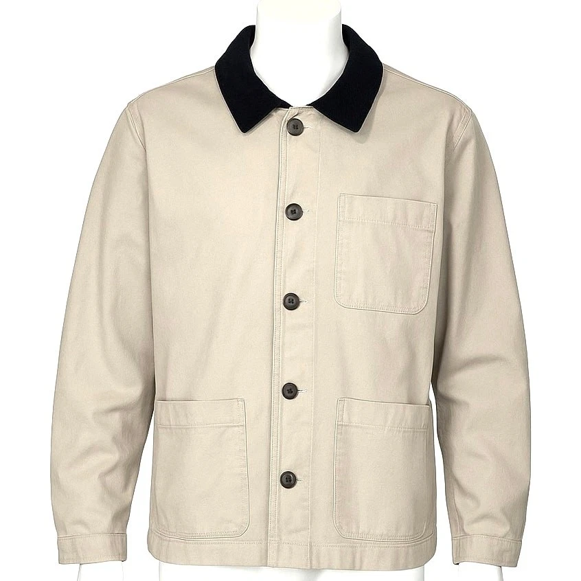 J.Crew Men’s Cotton Work Jacket  Size Large Washed Stone Navy Collar - Image 1 of 4