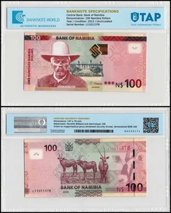 Namibia 100 dólares de Namibia, 2023, P-14a.3, autenticado UNC - Imagen 1 de 1