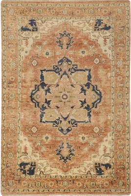 Carpet Hand Made Wool Rust Beige 9x13 Persien Area Rug - Approx 9' x 13' - Image 1 of 3