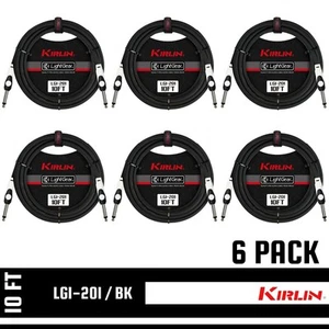 Kirlin 10 FT Guitar LightGear Instrument Cable BLACK ST./SAME LGI-201/BK 6 PACK - Picture 1 of 7