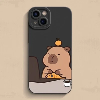 Case For iPhone 16 Pro Max 16e 15 14 13 12 11 XS XR 8 Capybara Cute Phone Cover - Image 1 of 4