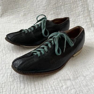 Antique 1930s Black Leather Athletic Cycling Bike Shoes, (Rare) Pre-War, Size 9 - Image 1 of 4