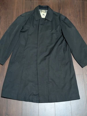 Auténtico abrigo largo de coche Burberry London negro mezcla de algodón para hombre talla 50 Foto 1 de 4