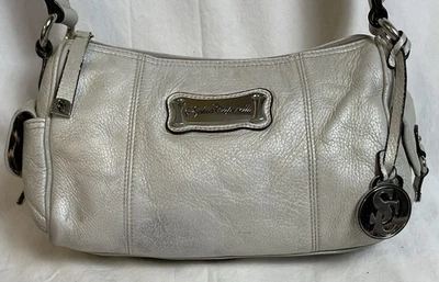 Bolso de Mano Sophia Caperelli Plateado Pequeño Cuero Genuino Etiqueta Colgante Clásico Foto 1 de 4