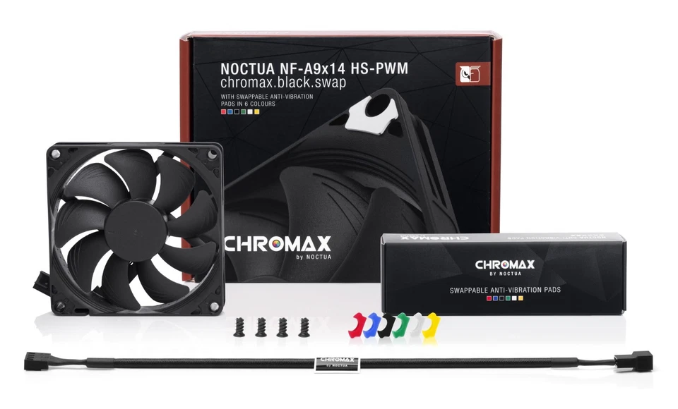 Ventilador delgado silencioso premium de 4 pines PC Noctua NF-A9x14 HS-PWM negro Chromax Foto 1 de 1