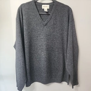EDDIE BAUER Sweater Mens 2XL Gray 100% Lambswool Knit Crewneck Pullover XXL Warm - Picture 1 of 9