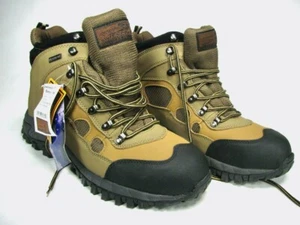 Mens Steel Toe Work Boots Tan Black Waterproof Bluff Creek Size 12 With Tags - Picture 1 of 9