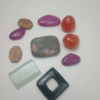 Mixed Bead Lot Craft Glass Jewelry Various Colors Size Large Stone Resin  - Image 1 of 4