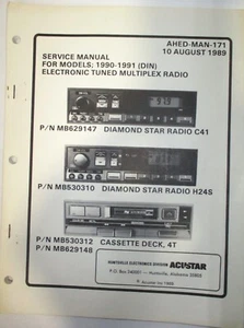 Chrysler Mitsubishi STAR 88-93 Eclipse Laser Talon Radio Cassette Service Manual - Foto 1 di 5