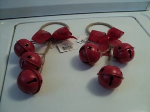 Holiday Style Christmas Door Hangers Jingle 3 red bells w/red ribbon Lot of 2 - Picture 1 of 2