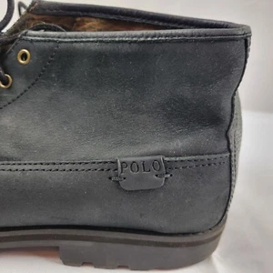 Botas Polo Ralph Lauren Hombre WATERTON US 12 Cuero Negro Logo Etiqueta - Imagen 1 de 11