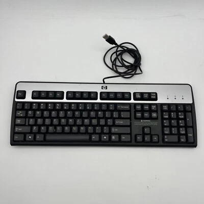 Genuine HP Desktop Black & Silver Wired USB Keyboard SK-2885 - Image 1 of 4