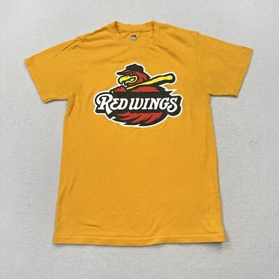 Camiseta Rochester Red Wings Majestic Talla Pequeña Amarilla Ligas Menores de Béisbol Foto 1 de 4