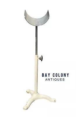 ANTIGUO SOPORTE DE TOALLAS DE AFEITAR ART DECO ESMALTE BLANCO HIERRO FUNDIDO Y ALUMINIO BARBEROS Foto 1 de 4