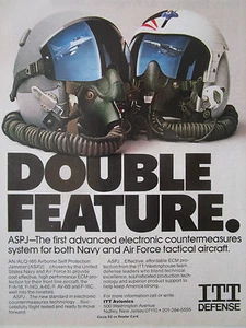 1987-89 PUB ITT DEFENSE ECM ALQ-165 ASPJ AIR FORCE NAVY HELMET CASQUE AD - Picture 1 of 1