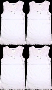 4pk Girls Regular Straps Tank Tops Cotton Undershirts Toddler Kids Size 1~12 - Picture 1 of 12