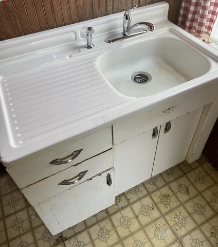 vintage cast iron porcelain kitchen sink Cover