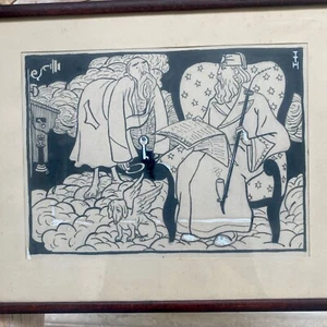 Antike Politische Illustration Thomas Theodor Heine "Der Himmelsbote" signiert - Bild 1 von 8