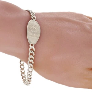 10k White Gold Solid Cuban Link Chain Medical Alert ID Bracelet 8.5" 11.2 grams - Picture 1 of 3