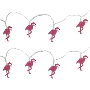 Pink Flamingo Party String Lights Small Indoor 2 Packs Tropical Bird Summer - Picture 1 of 8