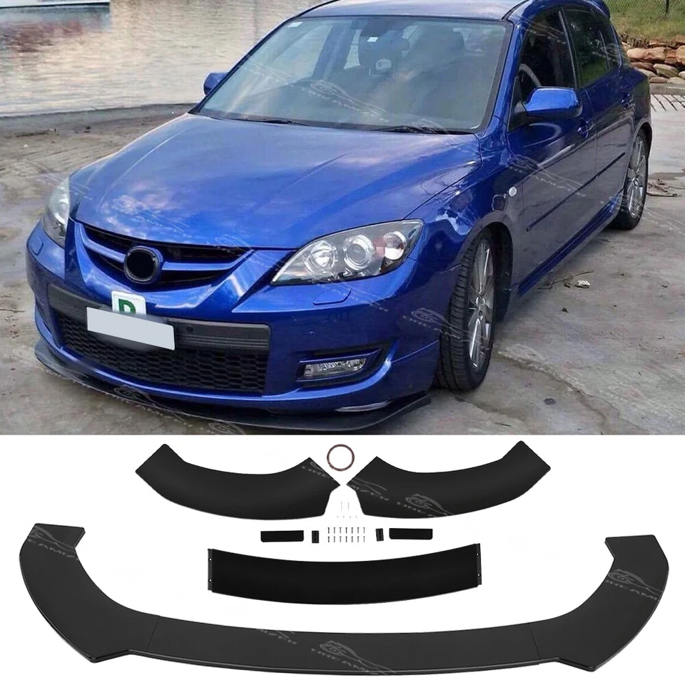 Para Mazda 3 323 Mazda 6 626 preto brilhante para-choque dianteiro spoiler queixo divisor de lábios - Imagem 1 de 4