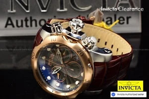 Invicta Mens 54mm Reserve VENOM Elegant SWISS Chronograph Brown Leather SS Watch - Picture 1 of 11