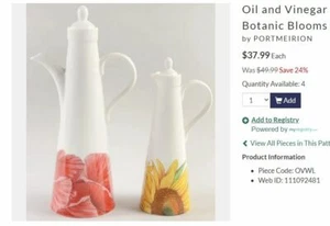 Portmeirion Sunflower & Poppy Botanic Blooms Oil & Vinegar Set NEW IN BOX - Picture 1 of 4