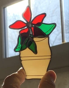 Flor de Pascua de Navidad, vitral Tiffany Sociedad de Coleccionistas Atrapasol - Imagen 1 de 8