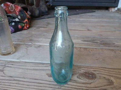 ¿Antiguo 1900? Botella de refresco de cerveza de raíz azul aguamarina de vidrio decoración de anuncios pop vintage Foto 1 de 4