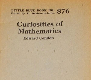 Vintage Book, LITTLE BLUE BOOK #876: CURIOSITIES OF MATHEMATICS, 1925 - Imagen 1 de 8