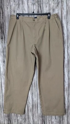 Pantalones estilo chino plisados delanteros caqui tostado ediciones básicas para hombre 42x32 Foto 1 de 4