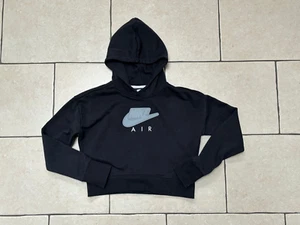 GIRLS NIKE AIR BLACK SWEATSHIRT JUMPER HOODY TOP HOODIE XL CROPPED KIDS CHILDS - Picture 1 of 3