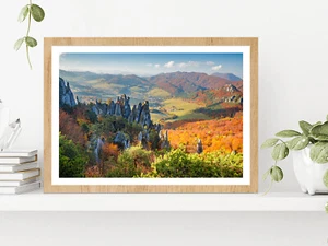 Rocks & Hills In Autumn Season Glass Framed Wall Art, Ready to Hang - Picture 1 of 6