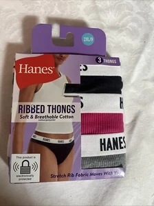 9 / 2XL Hanes Damen 3er Pack gerippte Tangas - einfarbig weiche Baumwolle atmungsaktiv - Bild 1 von 2