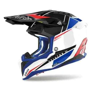 Airoh Aviator 3 Push Red Blue Gloss Helmet Large AMS² Plus, ACU Gold, ECE 22 06 - Picture 1 of 17