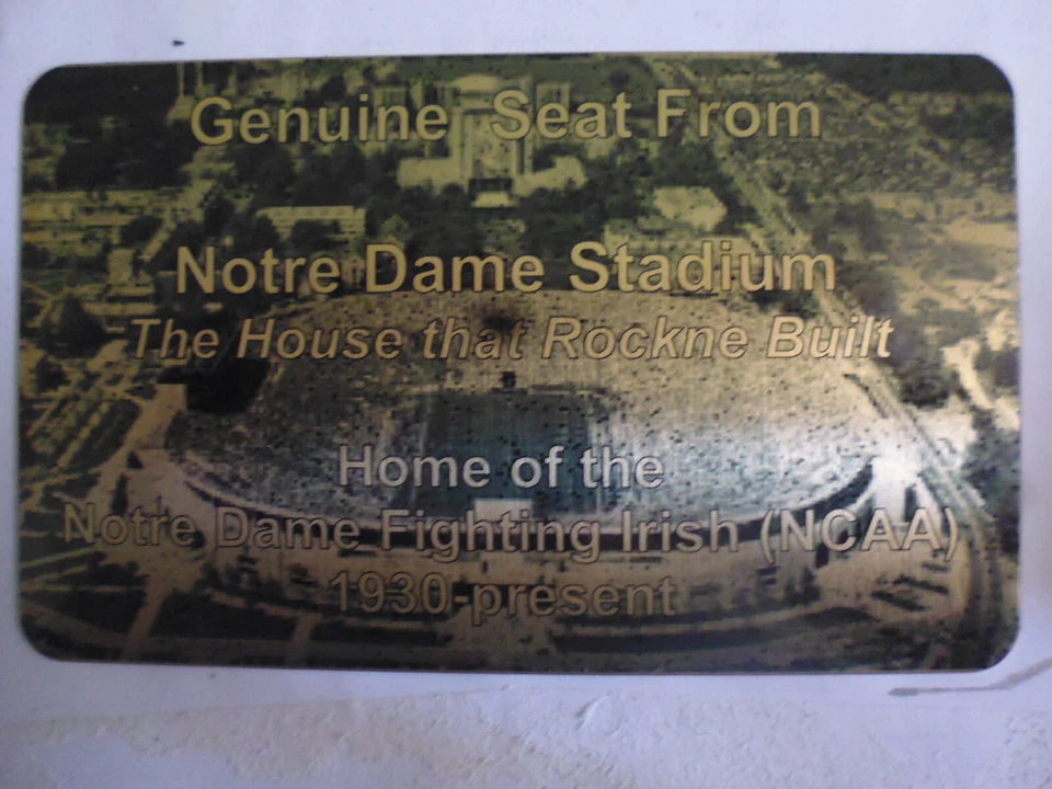 PLACA ASIENTO ESTADIO NOTRE DAME LUCHA IRLANDESA Foto 1 de 1