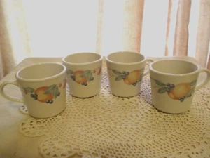 Corning Ware Corelle Abundance 4 Coffee Cups Mugs Fruit Pattern NICE - Picture 1 of 4