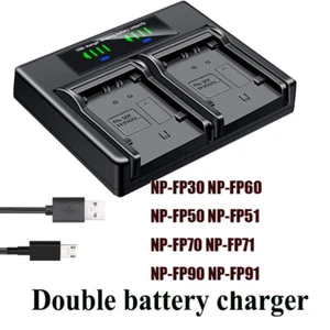 Twin Battery Charger For Sony DCR-DVD202 DVD203 DVD205 DVD304 DVD305 DVD403 - Picture 1 of 4