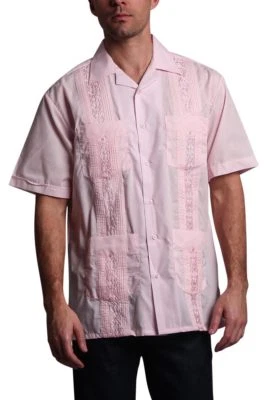 MEN'S OMEGA BARTENDER SHORT SLEEVE BEACH WEDDING CUBAN GUAYABERA CASUAL SHIRT - Image 1 of 2