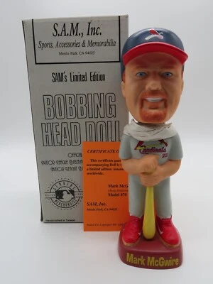 MARK McGWIRE, КУКЛА С КАЧАЮЩЕЙСЯ ГОЛОВОЙ (серая), кардиналы Сент-Луиса, новая в коробке - Изображение 1 из 3