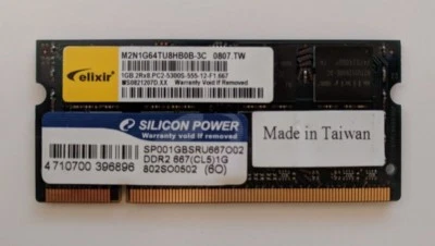 Elixir 1GB PC2-5300S DDR2 SO-DIMM M2N1G64TU8HB0B-3C 667Mhz - Image 1 of 2