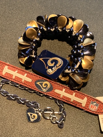 Los Angeles Rams Bracelet Lot Of 3 Stretch Charm Leather NFL Super Bowl New Cover