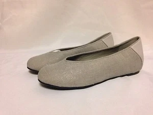 Eileen Fisher Patch Ballet Flat 8 M Silver Linen New w/ Box - Picture 1 of 6